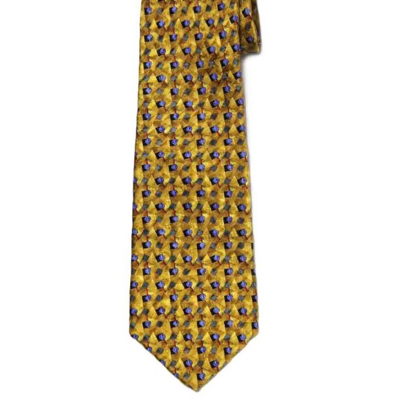 Vintage Robert Talbott Silk Tie Golden Yellow Fancy Geometric Men's - Picture 1 of 1